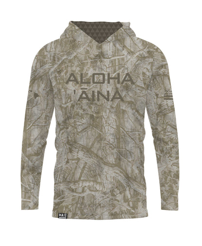 Aloha Aina Brown Camo Hooded Long Sleeve Drifit