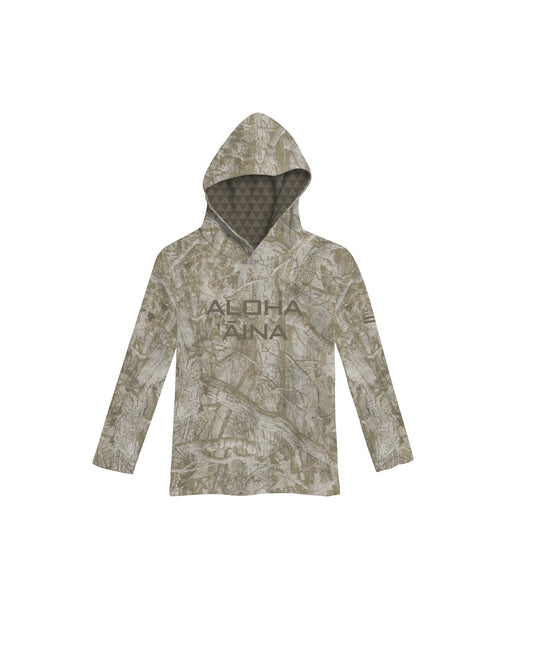 Aloha Aina Brown Camo Toddler Hooded Long Sleeve Drifit
