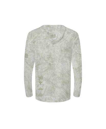 Aloha Aina Green Camo Youth Hooded Long Sleeve Drifit