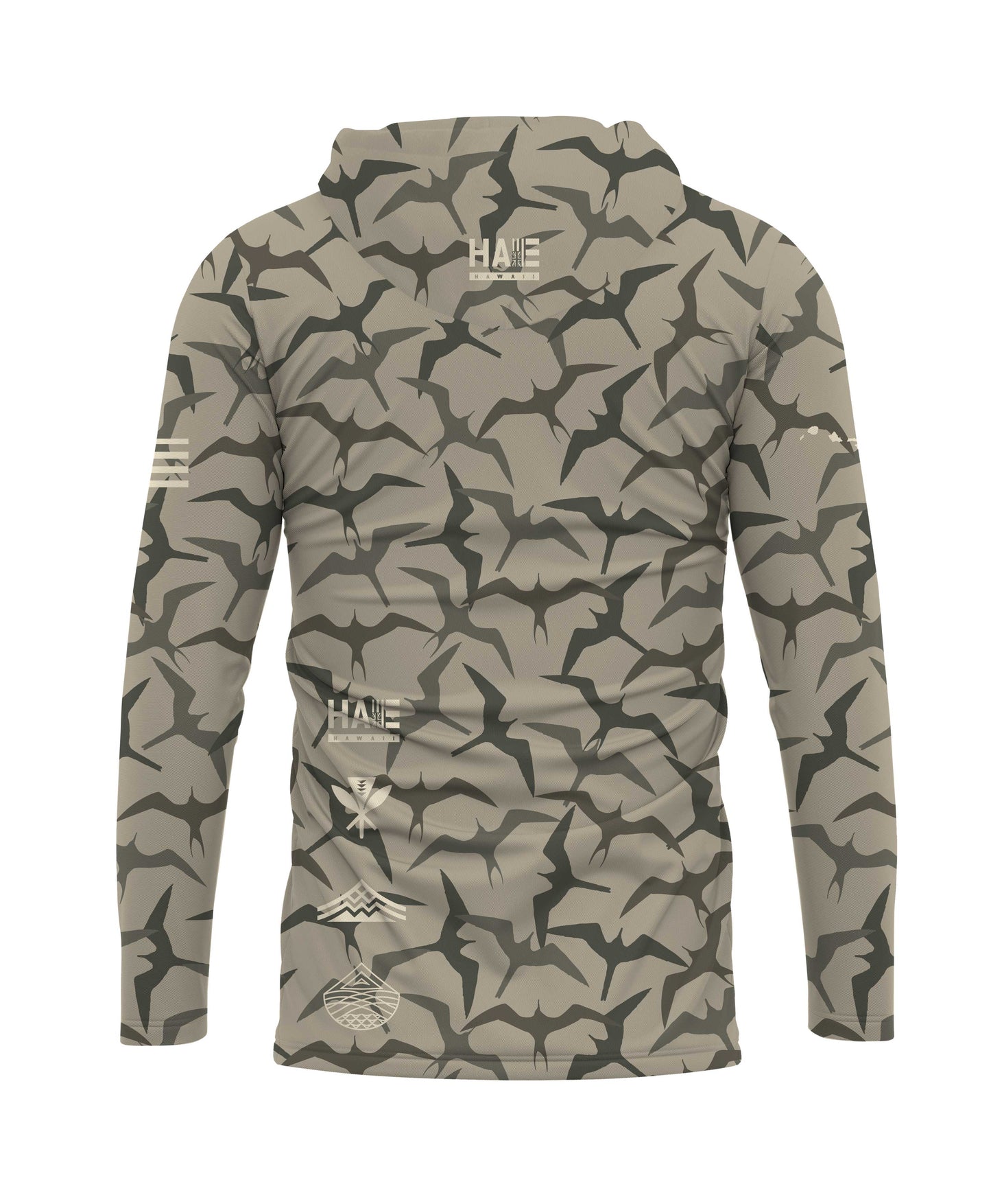 Aloha Aina Iwa Bird Camo Hooded Long Sleeve Drifit