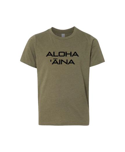 Aloha Aina Keiki Tee Military Green