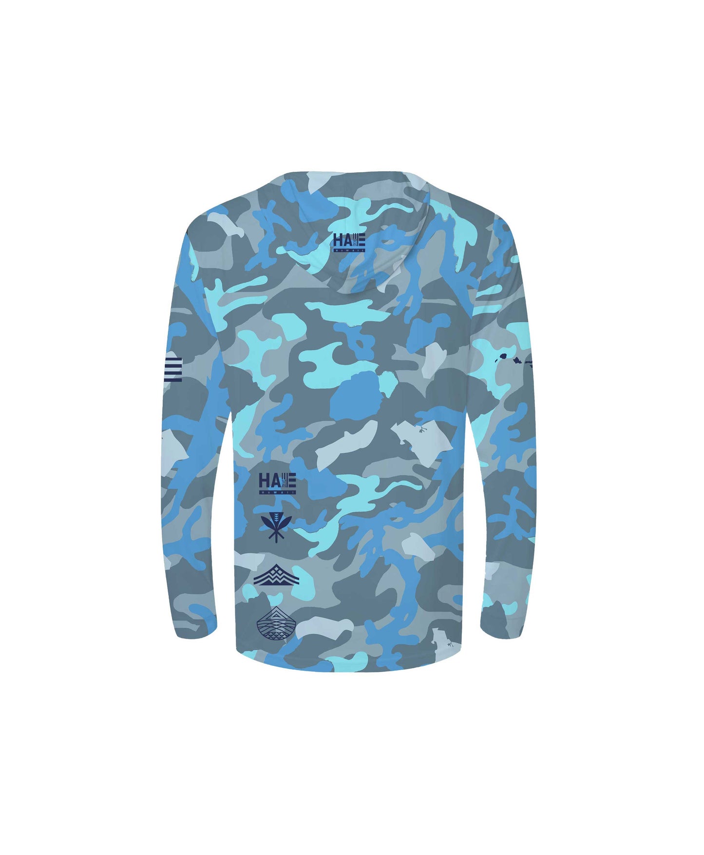 Aloha Aina Namoku Camo Youth Hooded Long Sleeve Drifit Moana Blue