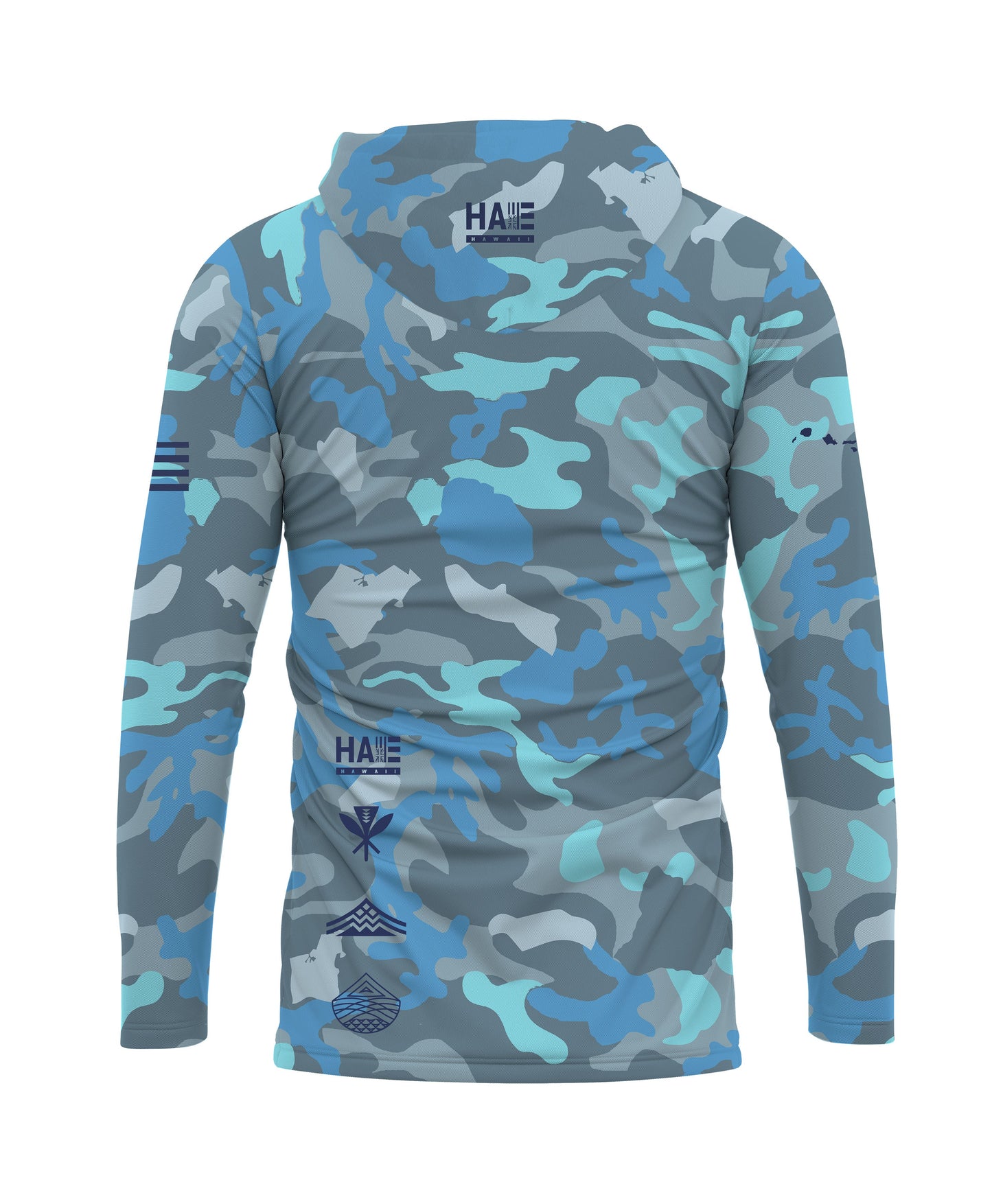 Aloha Aina Namoku Camo Hooded Long Sleeve Drifit Moana Blue