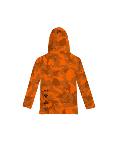 Aloha Aina Namoku Camo Toddler Hooded Long Sleeve Drifit Burnt Orange