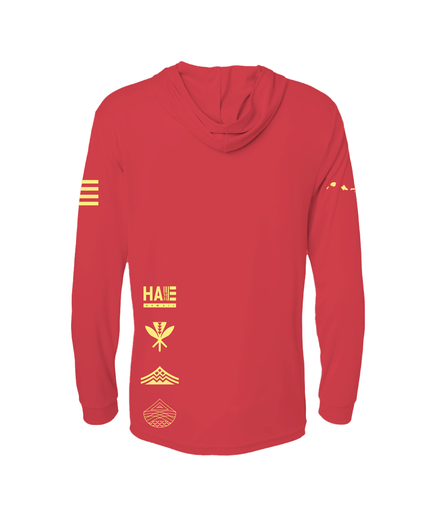 Aloha Aina Red Hooded Long Sleeve Drifit