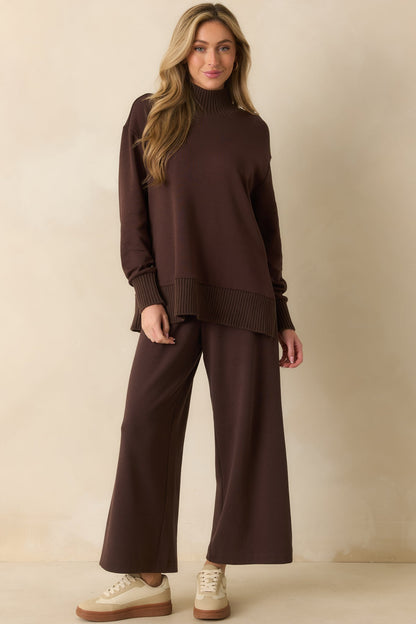 Z Supply Dark Brown Sable Luxe Mock Neck Top