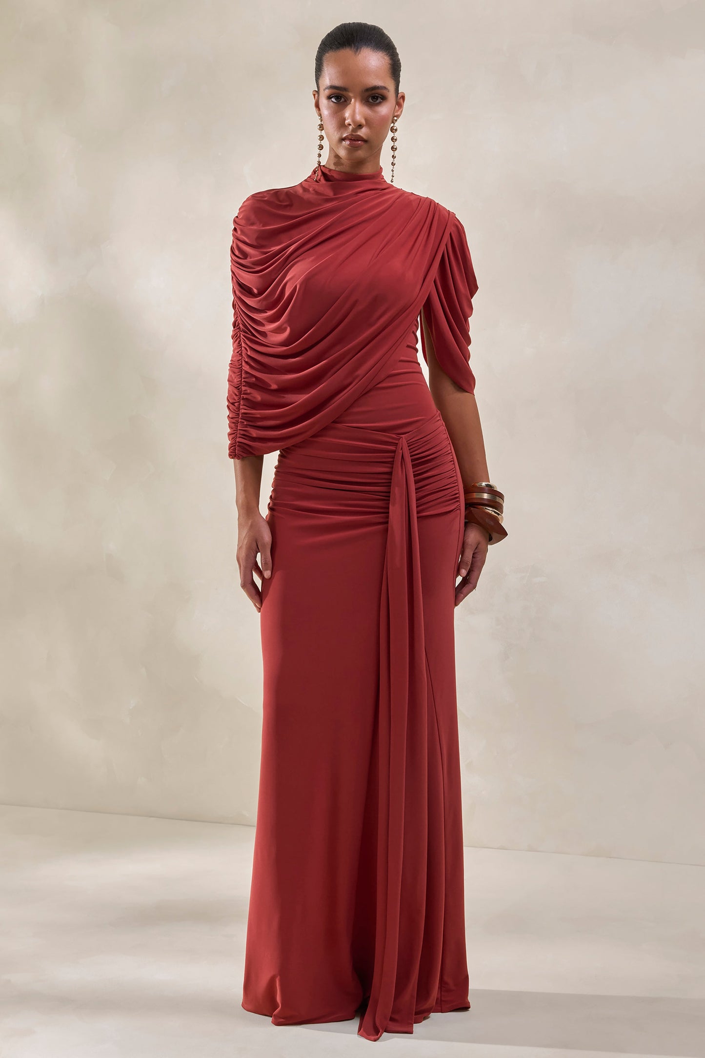 Mireya | Rust Wrapped Maxi Skirt With Split