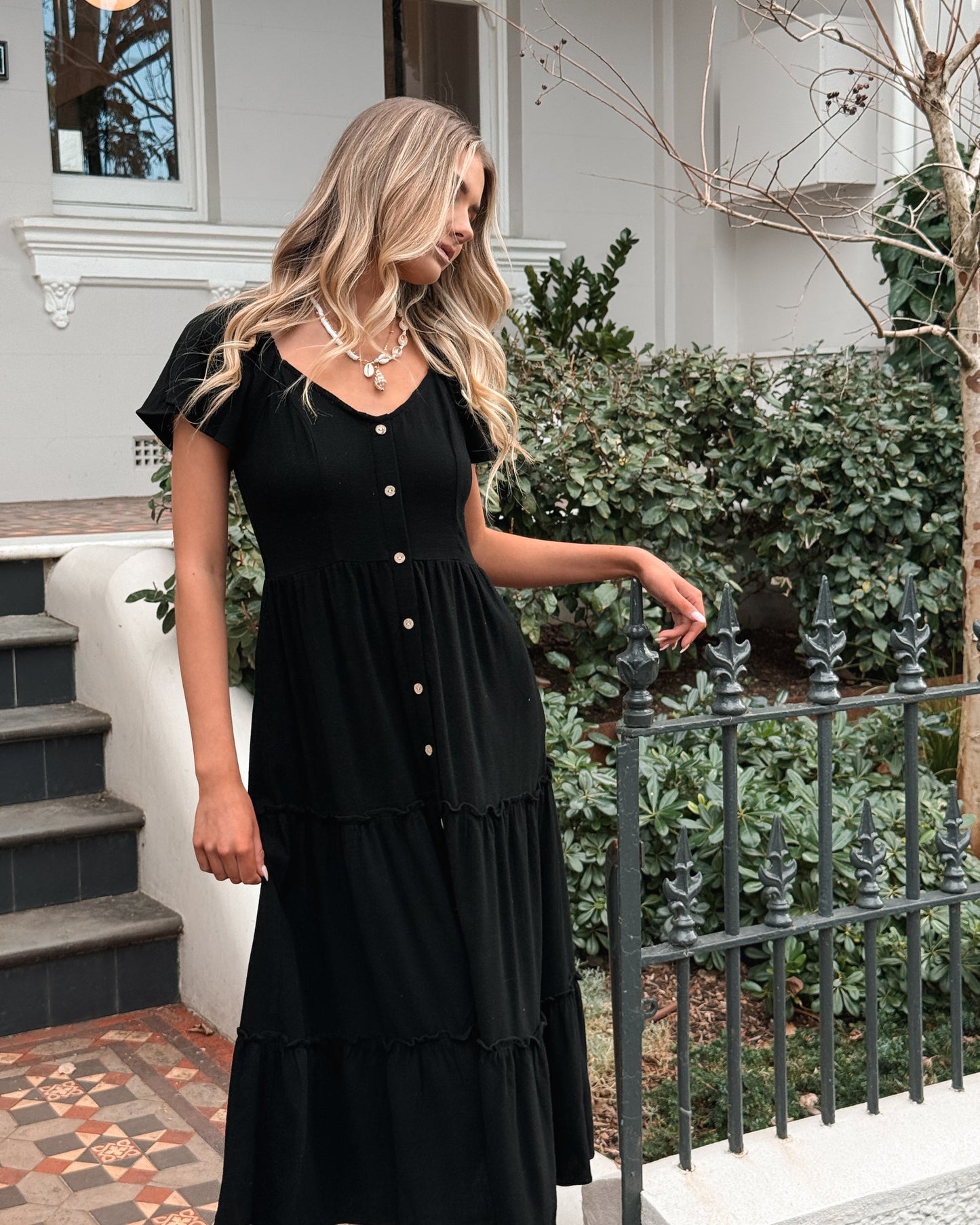 Celie Dress Black | Women's Linen Midi Dress