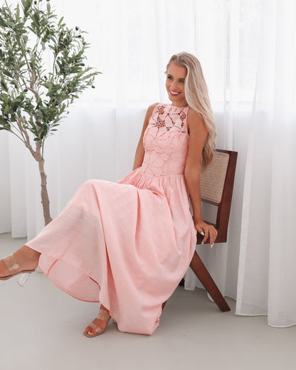 Contessa Pink Dress | Women's Lace Maxi Dress