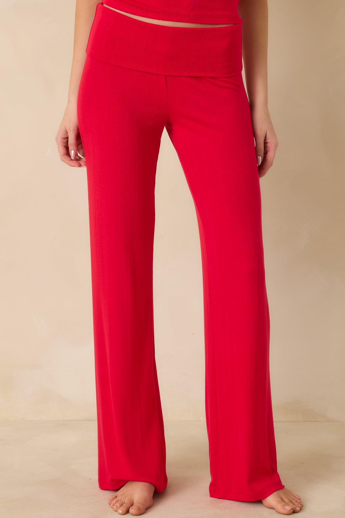Z Supply Kiss Me Red Essential Fold Over Pants
