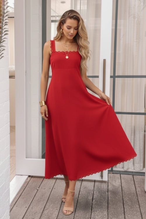 Evelisse Red Dress | Women's Cotton Maxi Dress