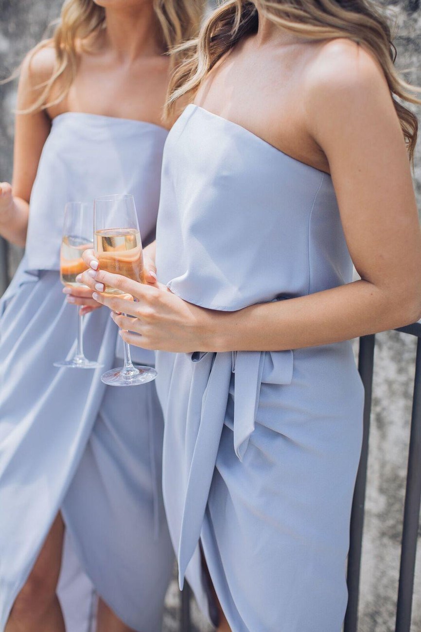Fleur Silver Dress | Women's Strapless Midi Dress