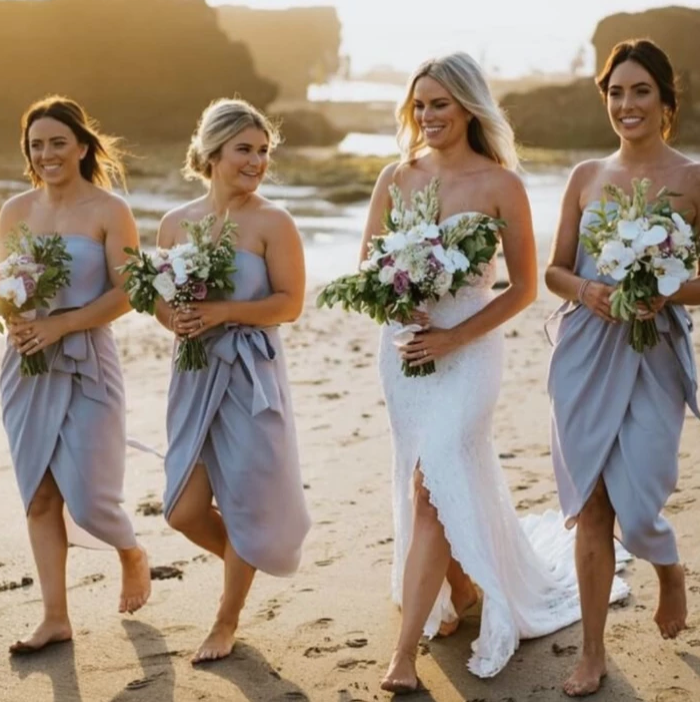 Fleur Silver Dress | Women's Strapless Midi Dress