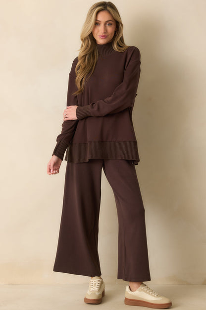 Z Supply Dark Brown Sable Luxe Mock Neck Top