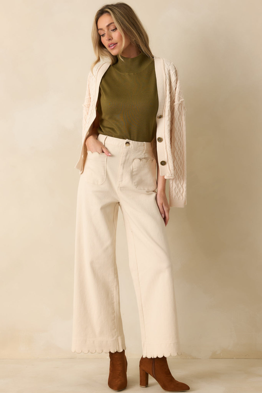 Meant to Be Seen Olive Green Cap Sleeve Mock Neck Top