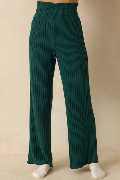 Z Supply Mistletoe Green Dawn Smocked Ribbed Knit Pants