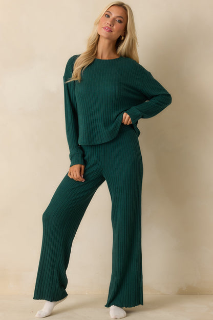 Z Supply Mistletoe Green Dawn Smocked Ribbed Knit Pants