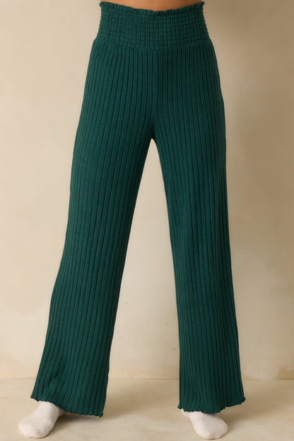 Z Supply Mistletoe Green Dawn Smocked Ribbed Knit Pants