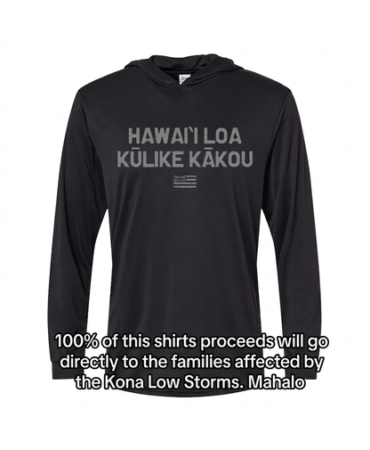 Hawaii Stands Together Hooded Longsleeve Dri Fit in Black