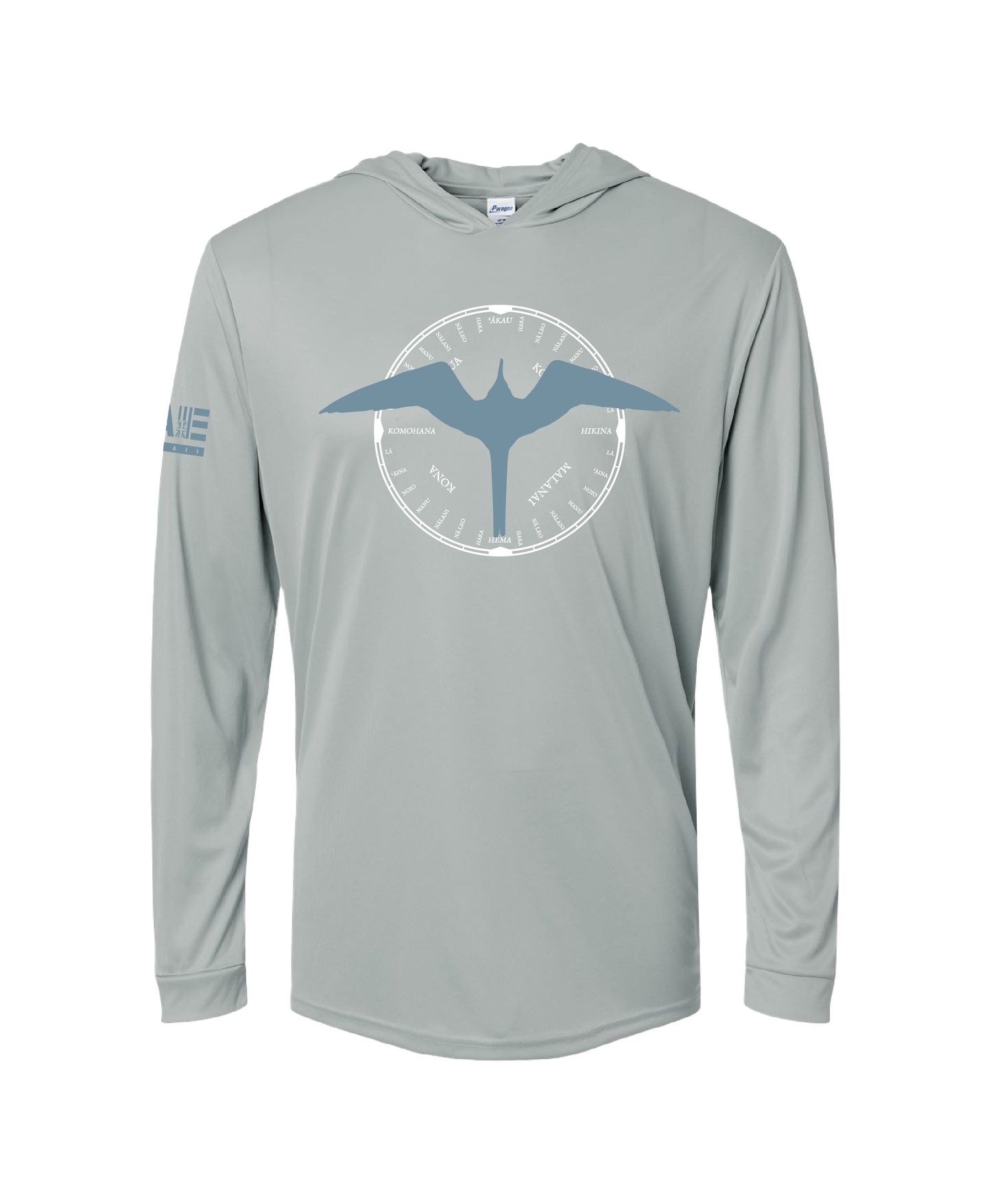Hawaiian Star Compass Hooded Long Sleeve Drifit Gray