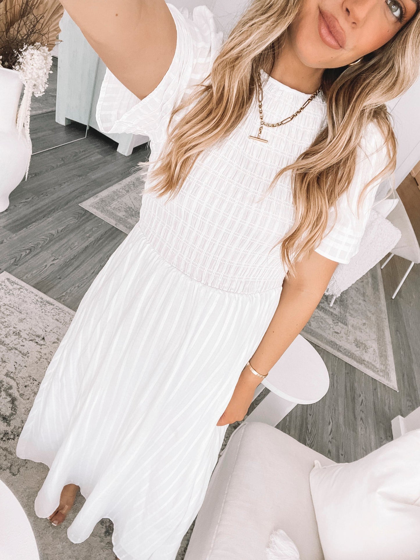 Iolana Dress - White | Women's Cotton Smock Midi Dress