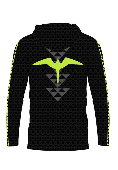 Iwa Triangles Hooded Long Sleeve Drifit Neon on Black