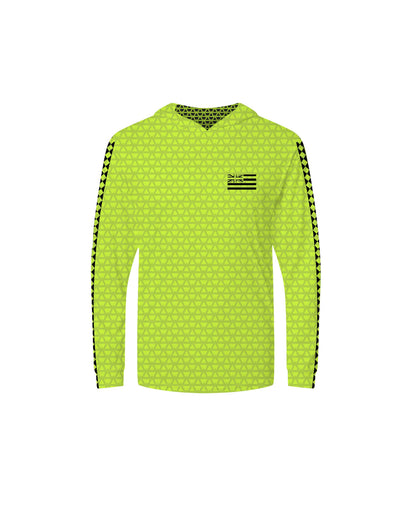Iwa Triangles Youth Hooded Long Sleeve Drifit High Viz