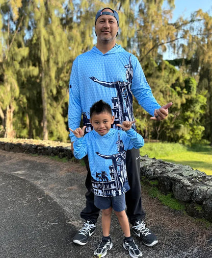 Kamehameha Light Blue Toddler Hooded Longsleeve Drifit