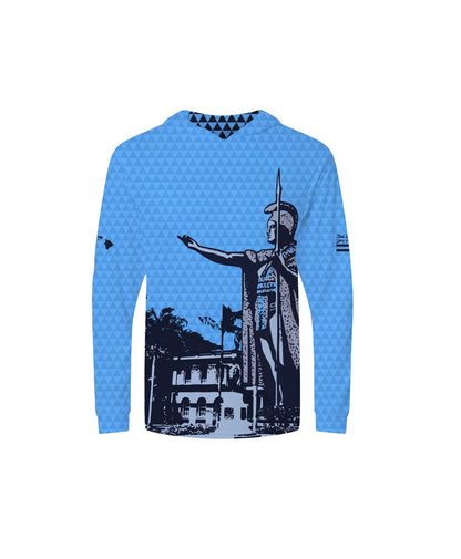 Kamehameha Light Blue Youth Hooded Longsleeve Drifit