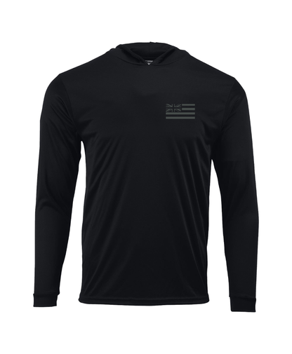 Keep Hawaiian Lands in Hawaiian Hands Hooded Long Sleeve Drifit Gray on Black