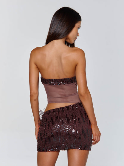 LYLA MINI DRESS CHOCOLATE