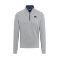 Michigan Heather Cloud Cotton Quarter Zip Pullover Light Grey with Navy Trim