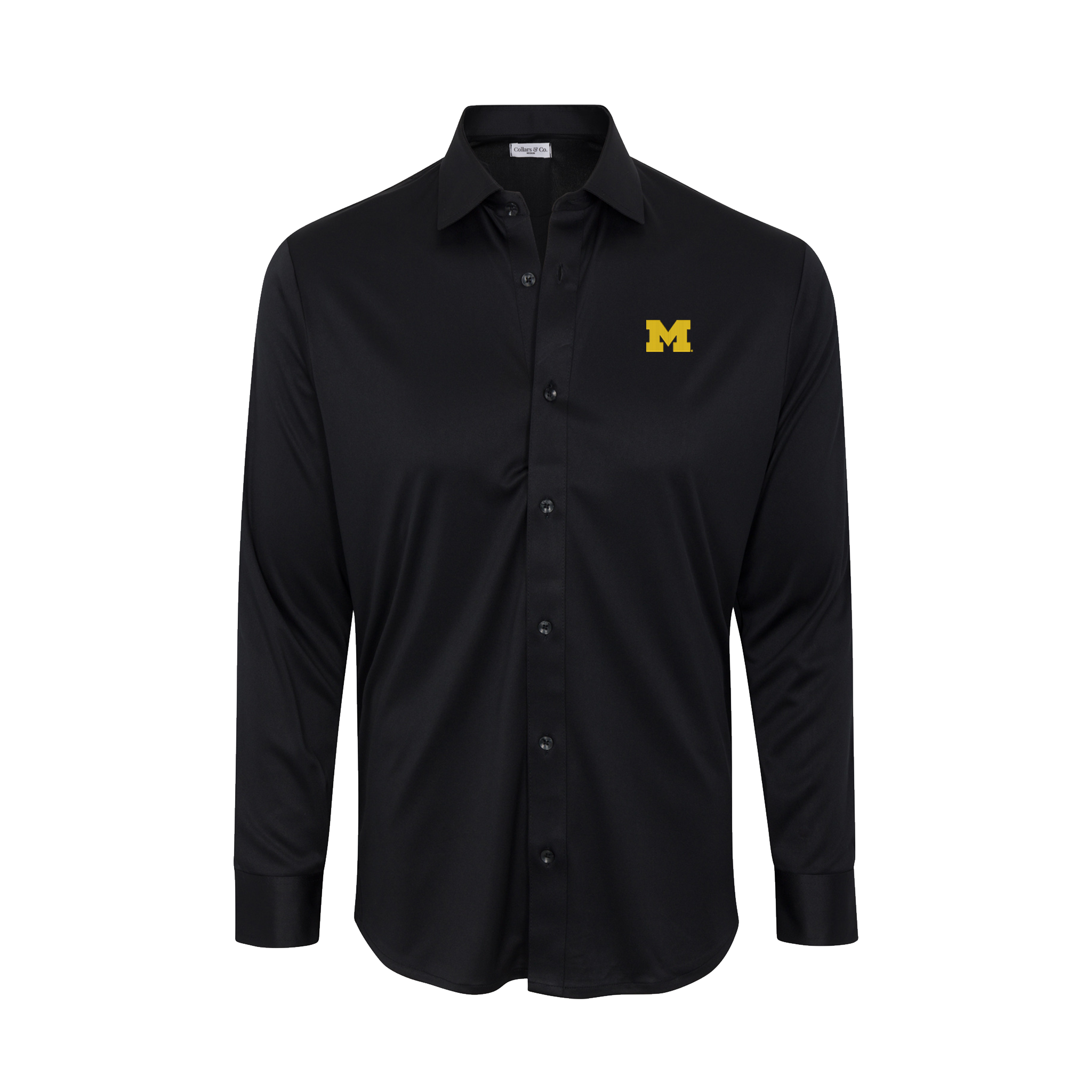 Michigan Quattro Flex Dress Shirt with Semi-Spread Collar Black