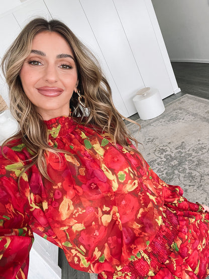 Neary Red Watercolour Dress | Women's Printed Mini Dress