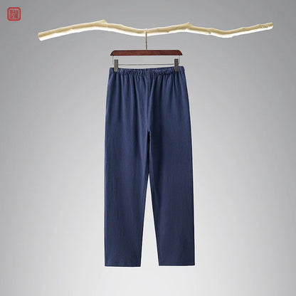 Lao Jie 老街 Old Streets Unisex Cotton & Linen Straight Leg Pants