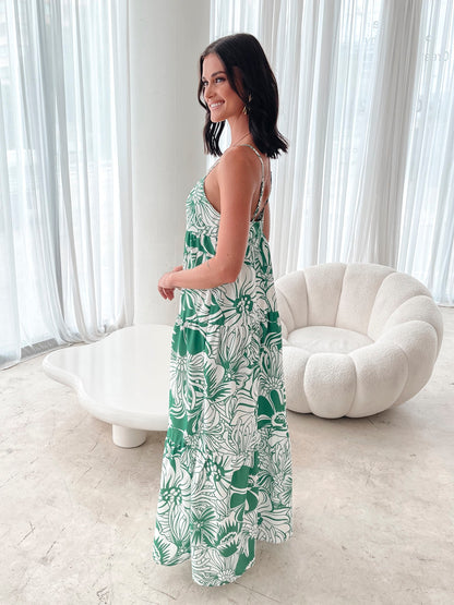 Oloria Green Floral Dress | Women's Floral Maxi Dress