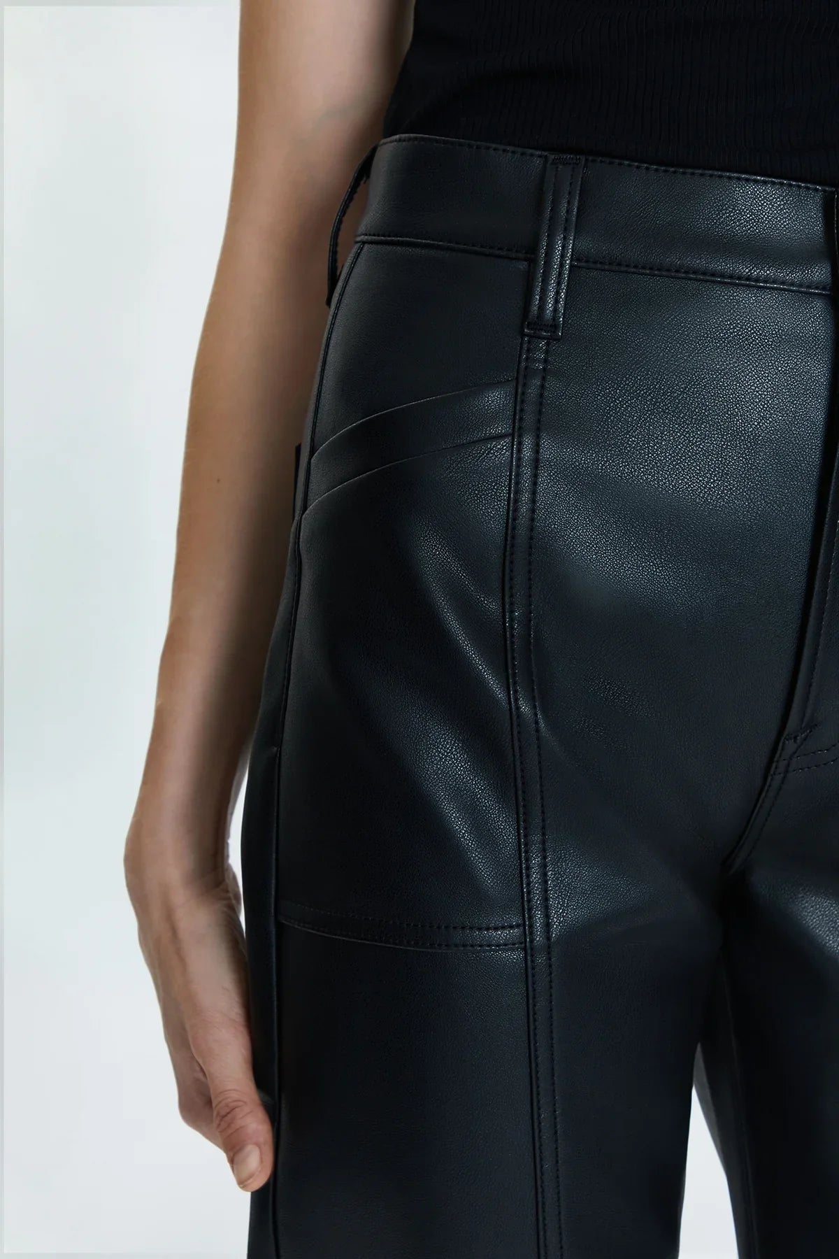 PISTOLA Taylor High Rise Arched Faux Leather Pants