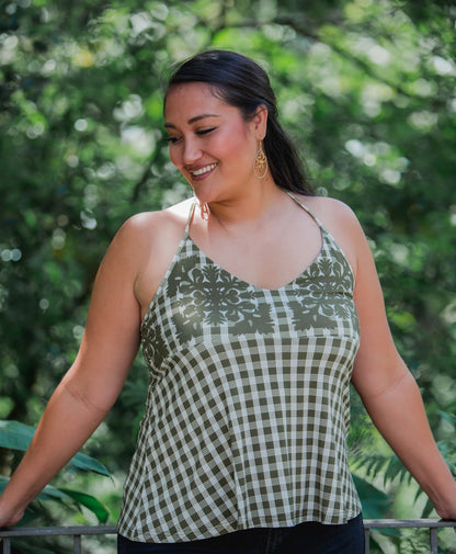 Palaka Kuiki Hoku Halter Top Olive