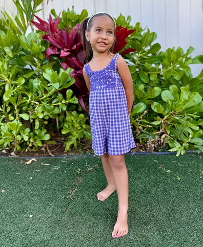 Palaka Kuiki Keiki Kanoe Romper Lavender