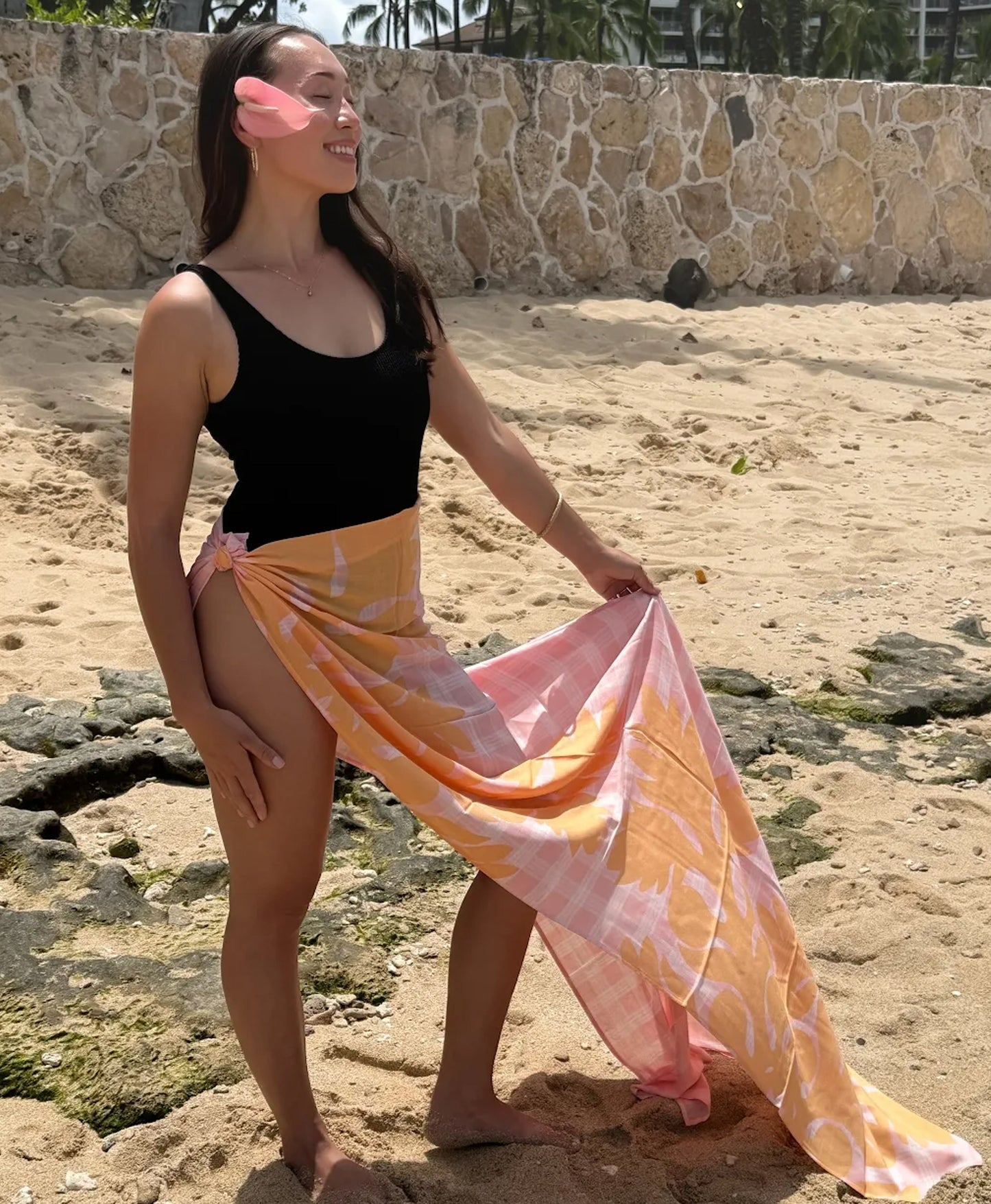 Palaka Kuiki Pink & Orange Cream Pareo
