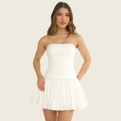 Strapless Pleated Mini Dress