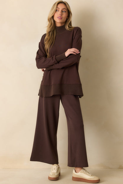 Z Supply Dark Brown Sable Luxe Mock Neck Top