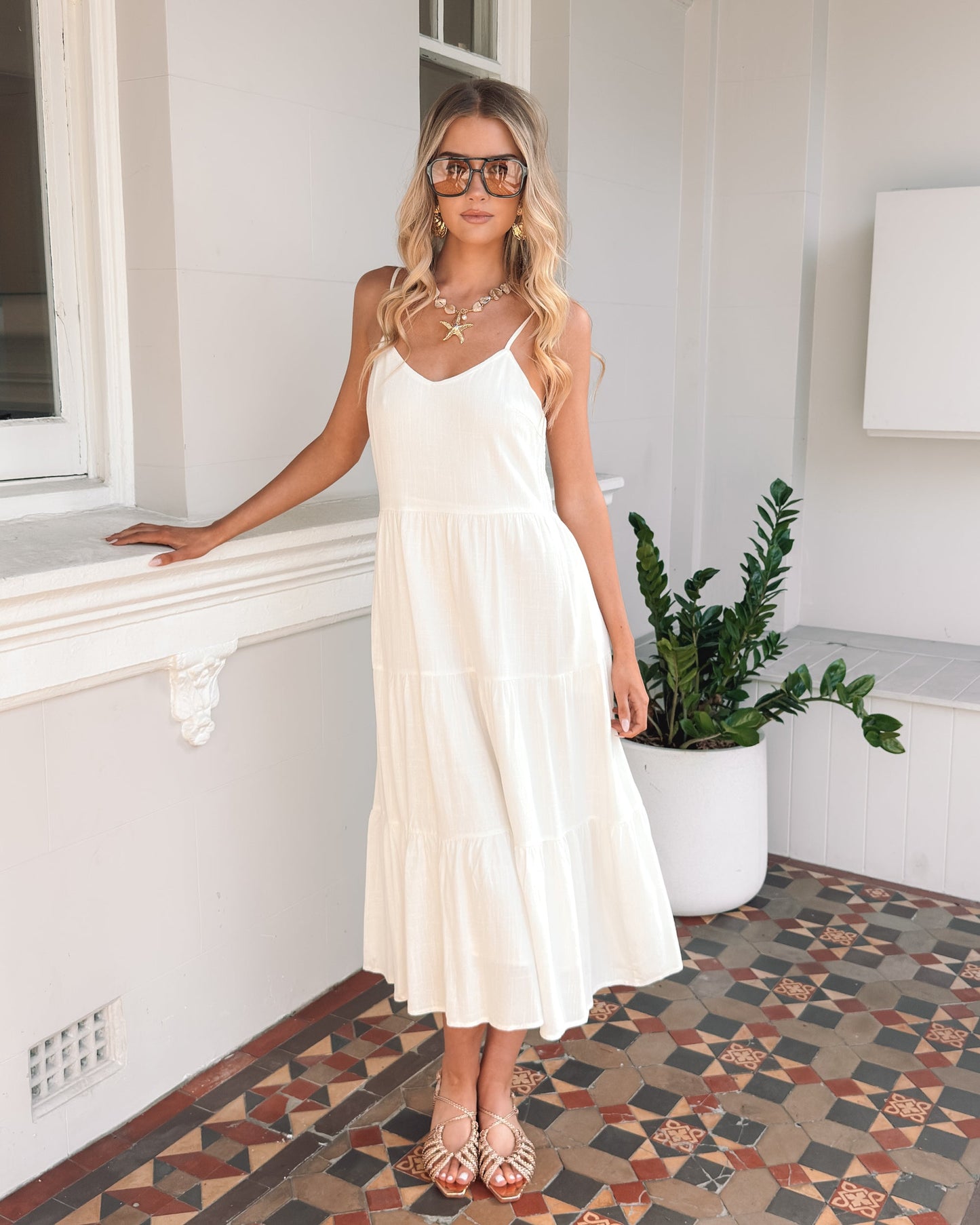 Sonya Dress - White | Women's Linen Midi Dress