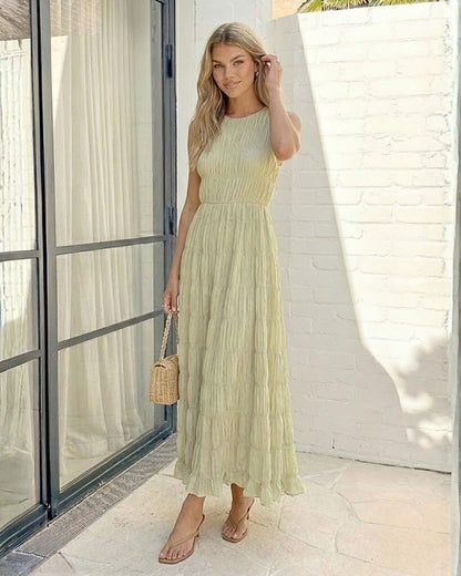 Sygrid Sage Dress | Women's High Neck Maxi Dress