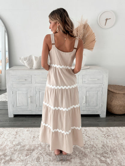 Taline Beige Multi Dress | Women's Cotton Maxi Dress