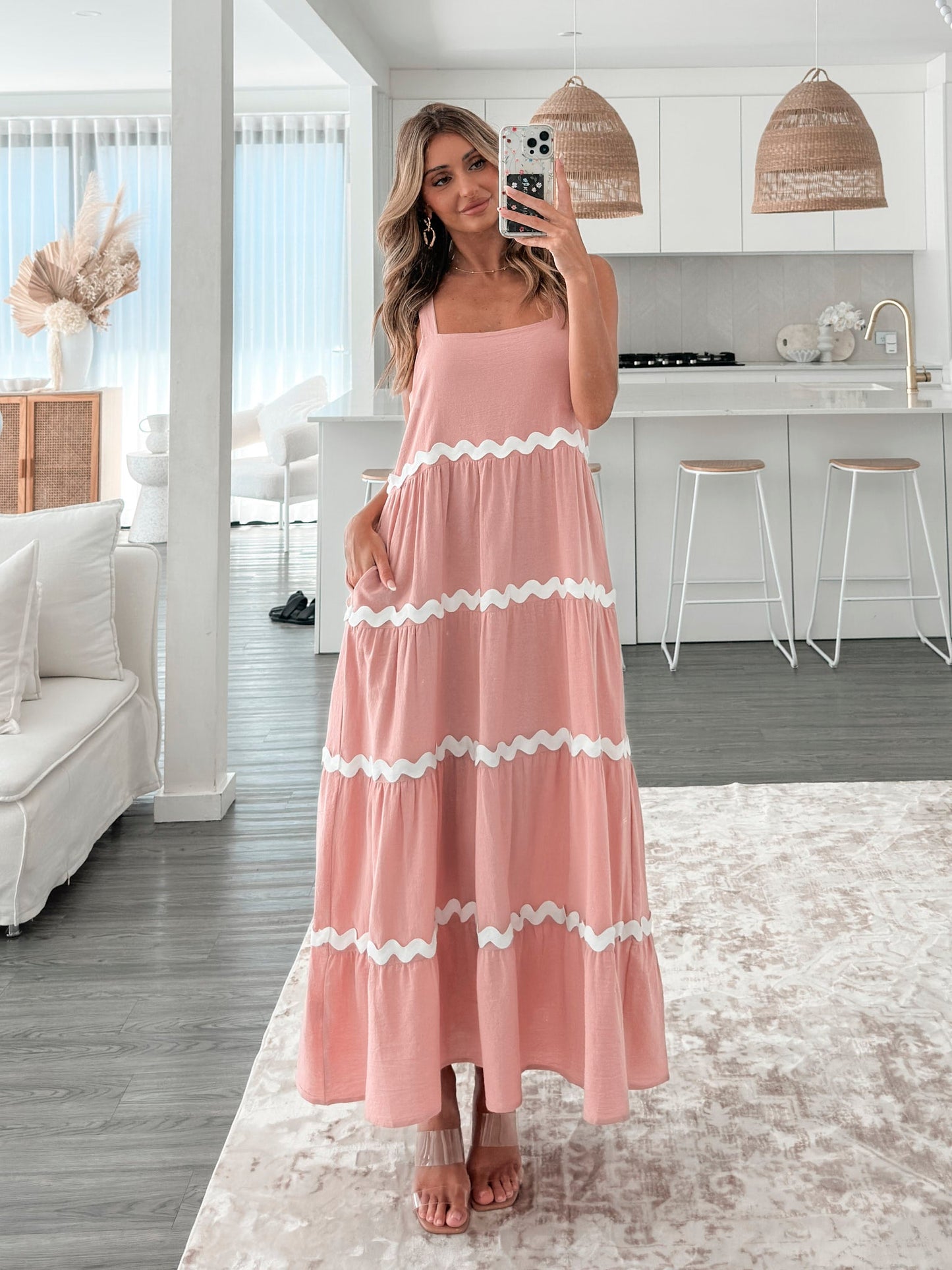 Taline Pink Multi Dress | Women's Cotton Maxi Dress