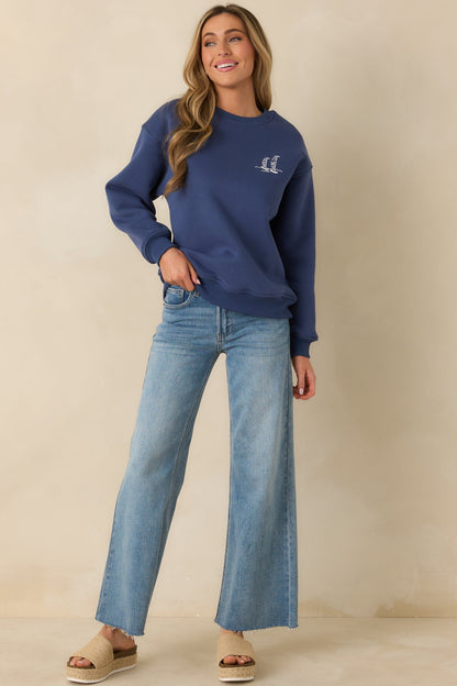 Nantucket Sailing Club Washed Navy Blue Crewneck Sweatshirt