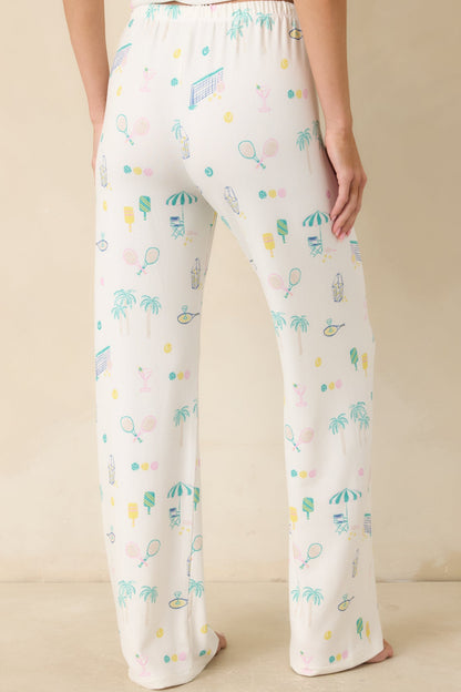 Z Supply Downhome Court Sports White Multi Pajama Pants