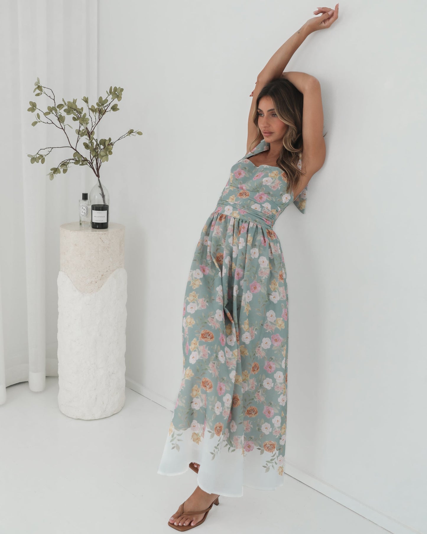 Zyrelise Mint Floral Dress | Women's Floral Maxi Dress