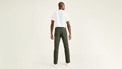 Back view of model wearing Deep Depths Jean Cut Pants, Straight Fit.